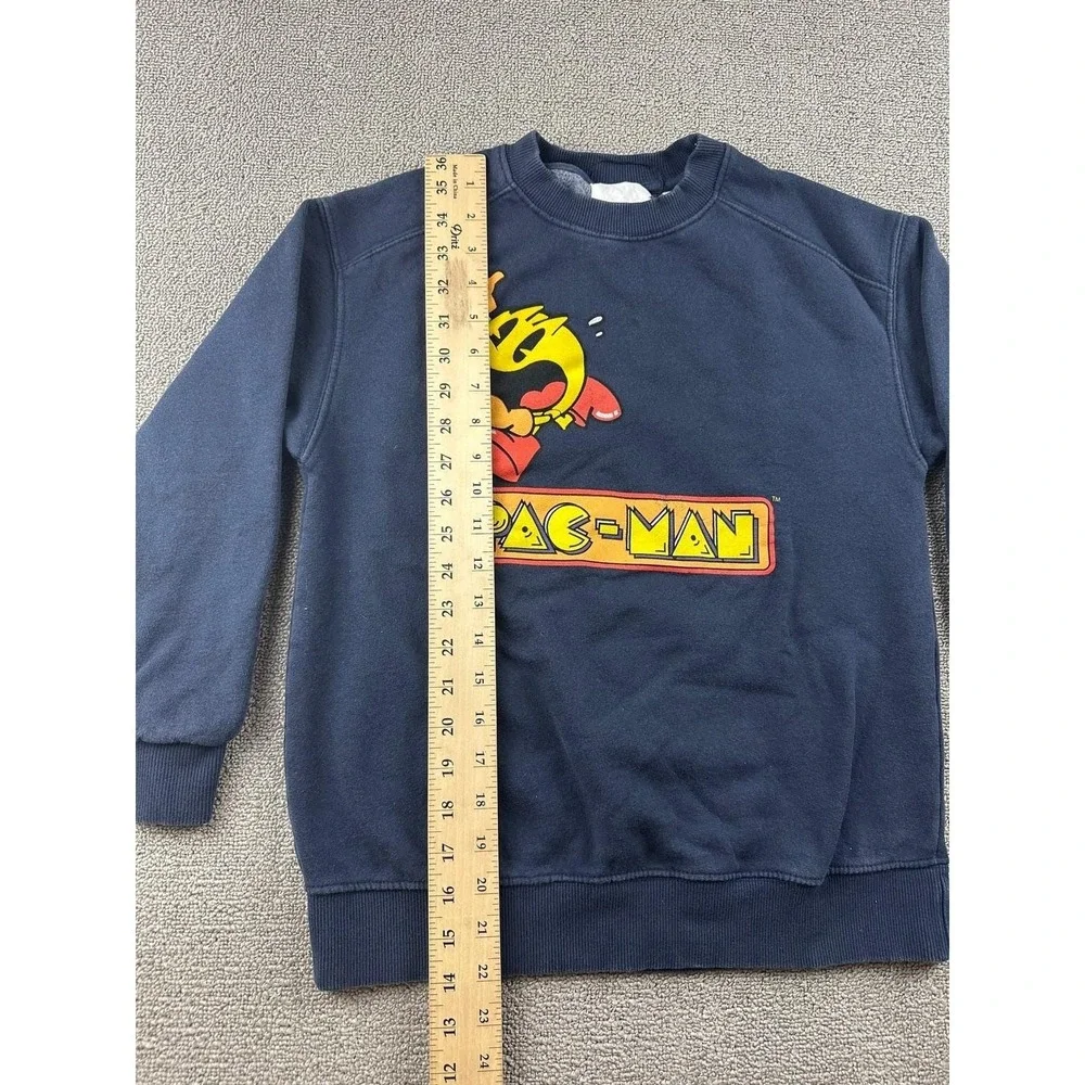 Vintage Zara Pac-Man Sweatshirt Boys 10‎ Blue Regular Graphic Cotton Blend Game